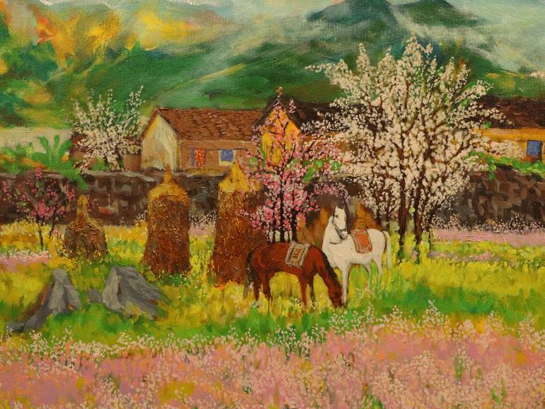 Original Art Deco Landscape Painting by Duong Dang Thanh