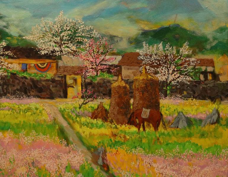 Original Art Deco Landscape Painting by Duong Dang Thanh