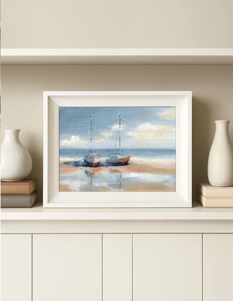 Original Abstract Boat Painting by Alena Post