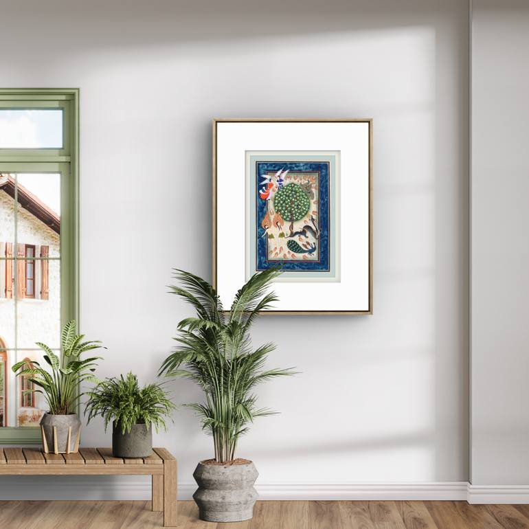 Original Folk Garden Painting by Bekzot Kobilov