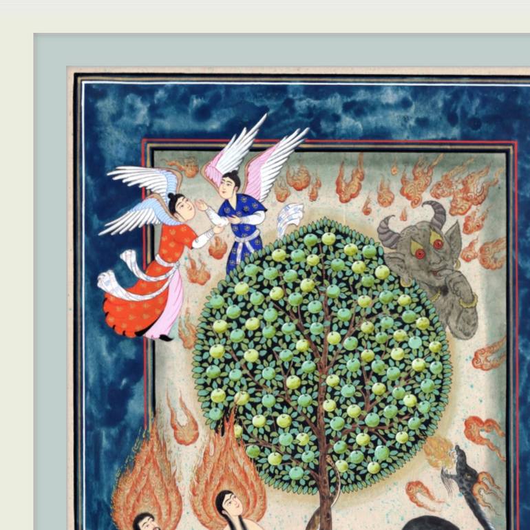 Original Folk Garden Painting by Bekzot Kobilov