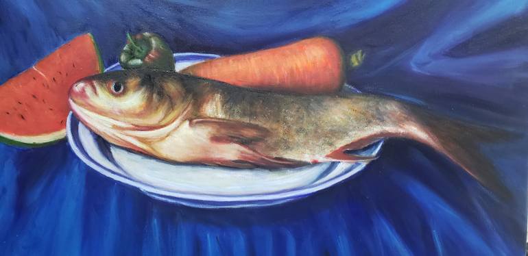 Original Art Deco Still Life Painting by Chi Si Poon