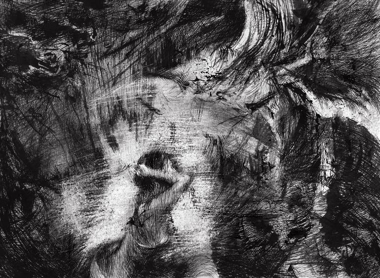 Original Black & White Women Drawings by Julien Spianti