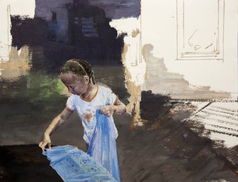 Original Figurative Children Paintings by Julien Spianti