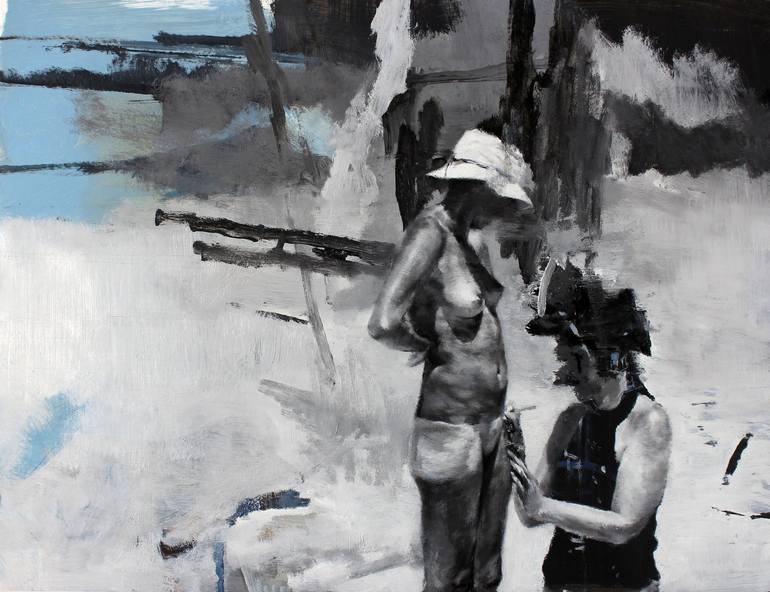 Original Figurative Beach Paintings by Julien Spianti