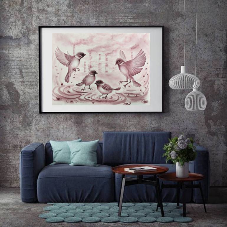 Original Illustration Landscape Painting by Tetiana Vlasenko