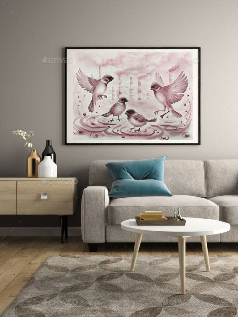 Original Illustration Landscape Painting by Tetiana Vlasenko