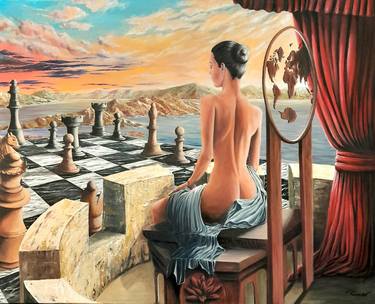 Original Surrealism Women Painting by Franck Rosseeuw