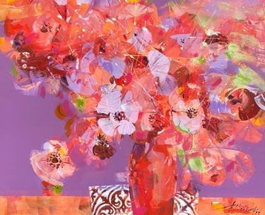 Abstract Expressionism Flower painting Pink mood thumb