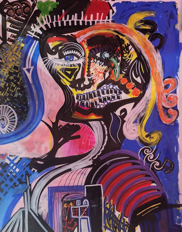 Original Portraiture Abstract Painting by Sam Simeone