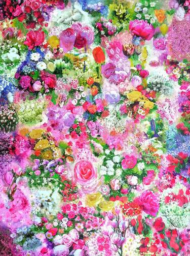Original Floral Mixed Media by Cyrielle Recoura
