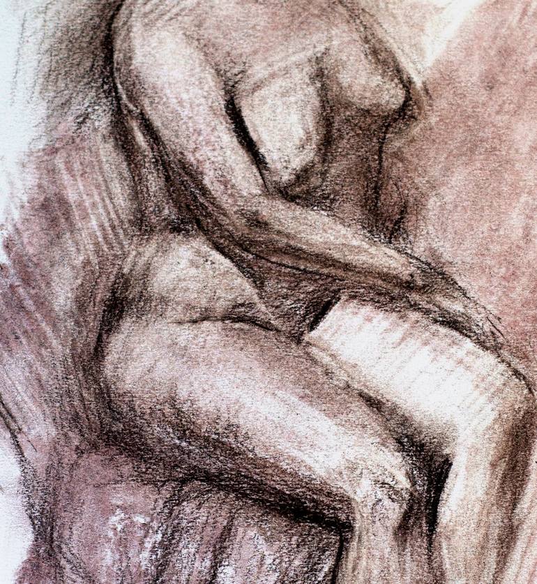 Original Abstract Expressionism Nude Drawing by Oleksandra Skrypchenko