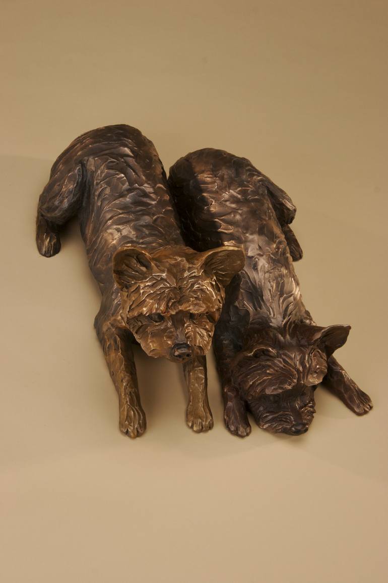 Original 3d Sculpture Dogs Sculpture by Janis Williamson