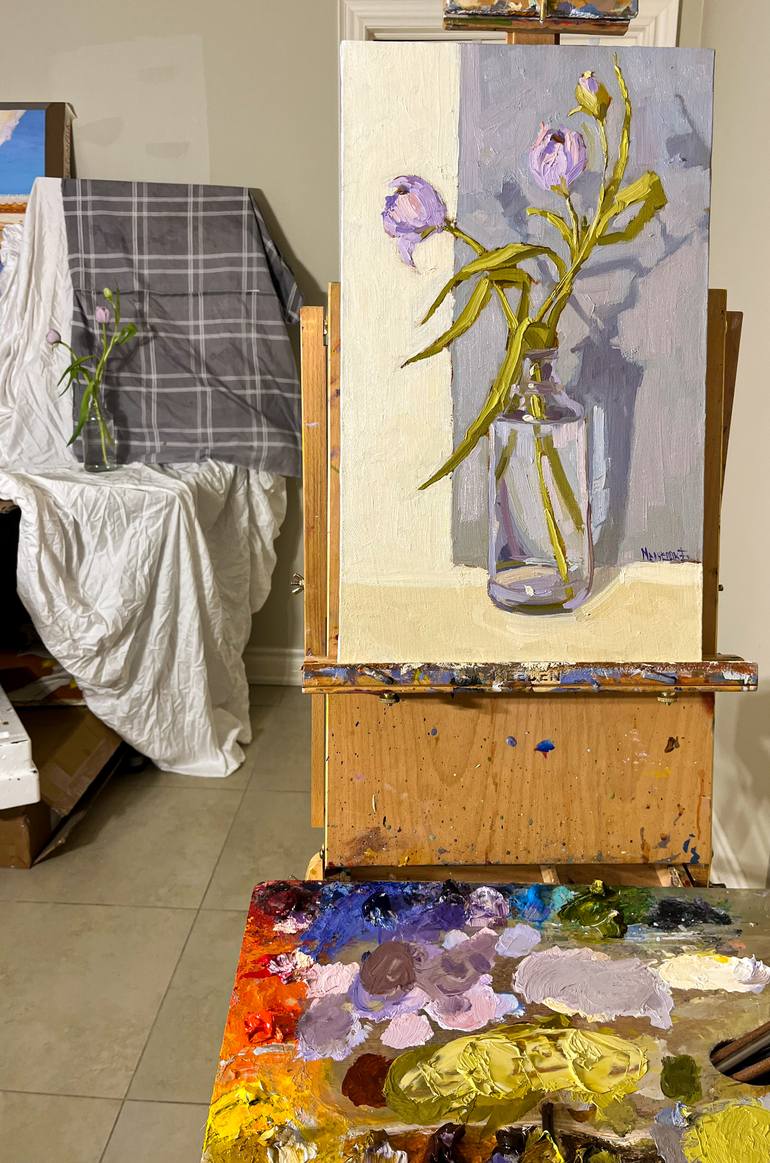 Original Contemporary Floral Painting by Ekaterina Medvedok