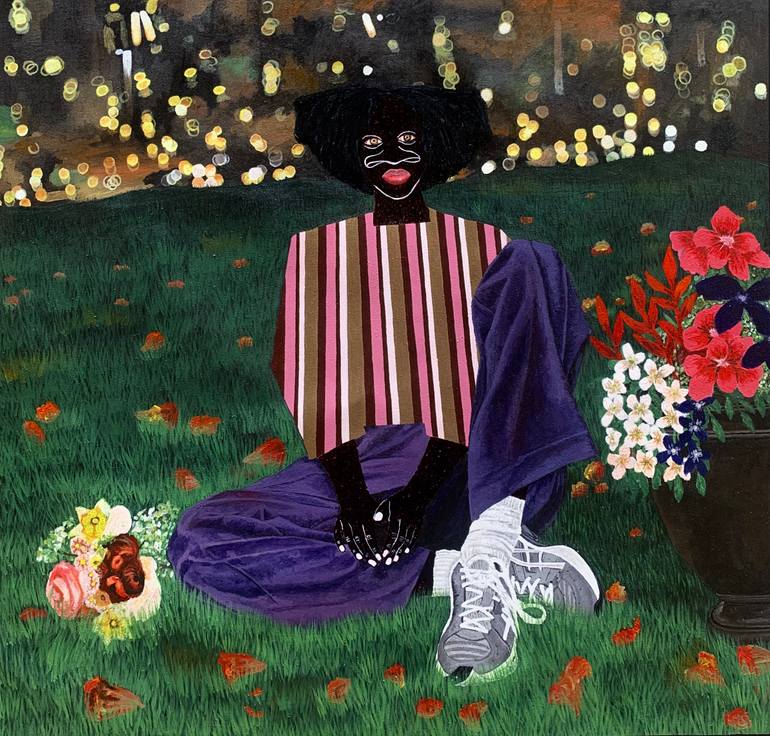 Original Landscape Painting by Akinsola Akintomide | Abstract Expressionism Art on Canvas | Held by the night "Garden of self"