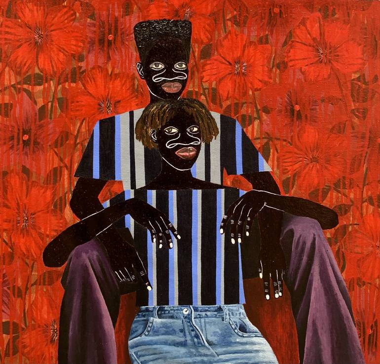 In tenderness and quiet strength Painting by Akinsola Akintomide