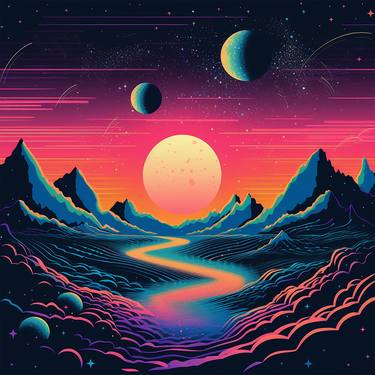 Print of Glitch Outer Space Digital by Tika Design