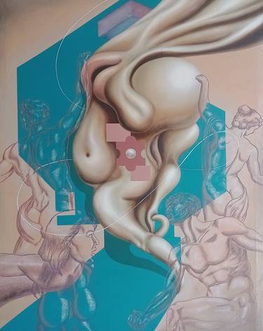 Original Surrealism Erotic Painting by Elías Pinto Casanova
