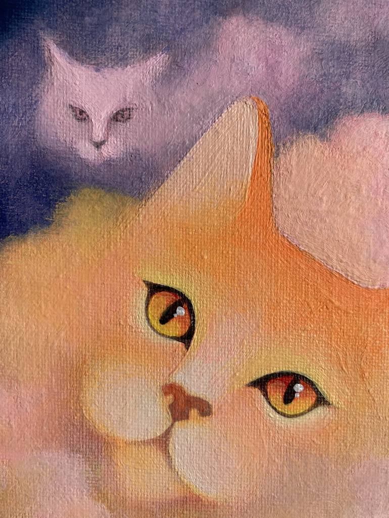Original Fine Art Cats Painting by Olesia Gladkova