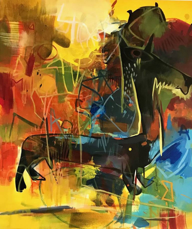 Print of Abstract Painting by Ley Mboramwe
