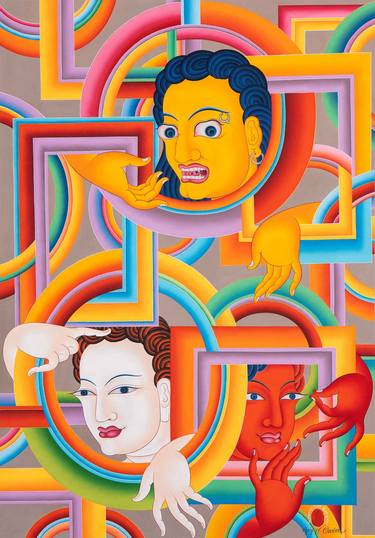 Original Abstract People Paintings by Anay Ngawang Chodak