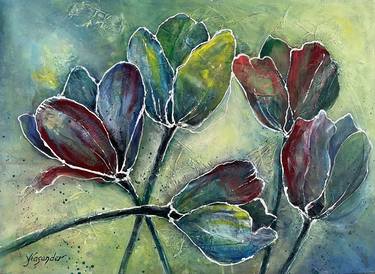 Print of Floral Mixed Media by Yvonne Casander