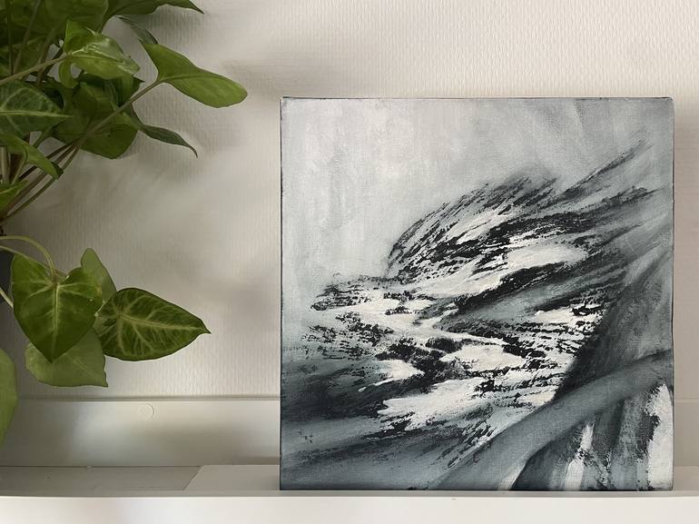 Original Black & White Abstract Painting by Yvonne Casander