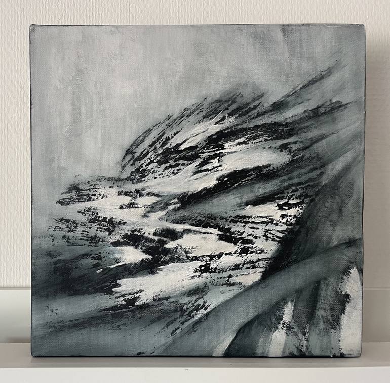 Original Black & White Abstract Painting by Yvonne Casander