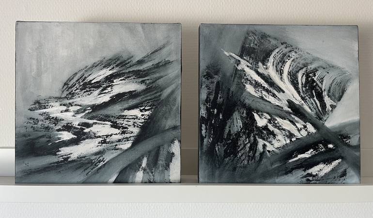 Original Black & White Abstract Painting by Yvonne Casander