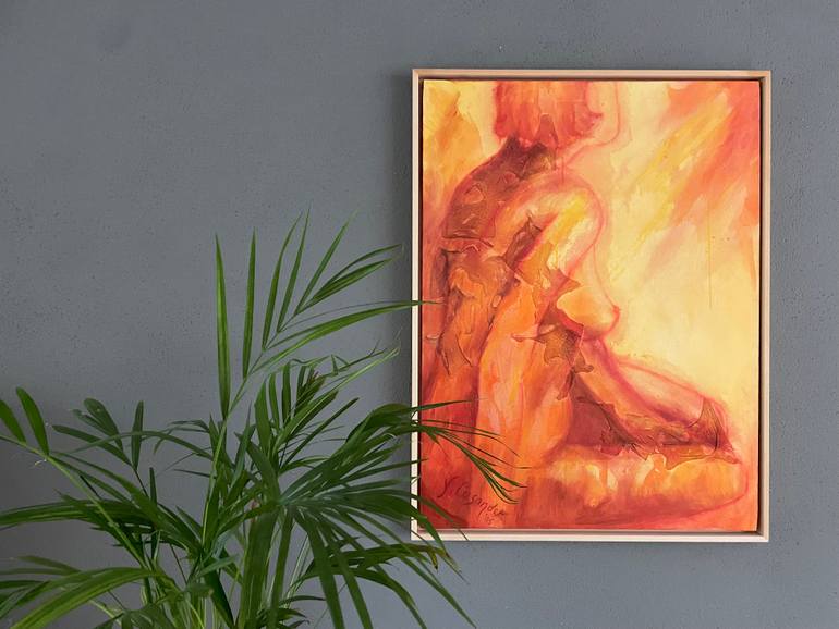 Original Expressionism Nude Painting by Yvonne Casander