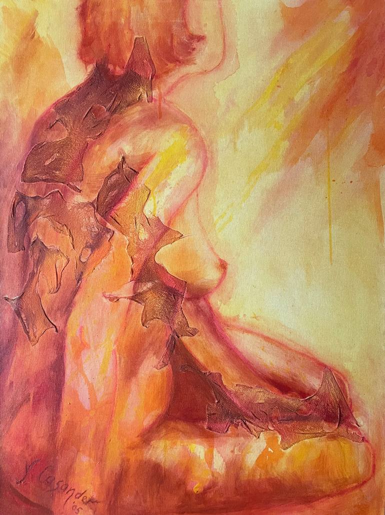 Original Expressionism Nude Painting by Yvonne Casander