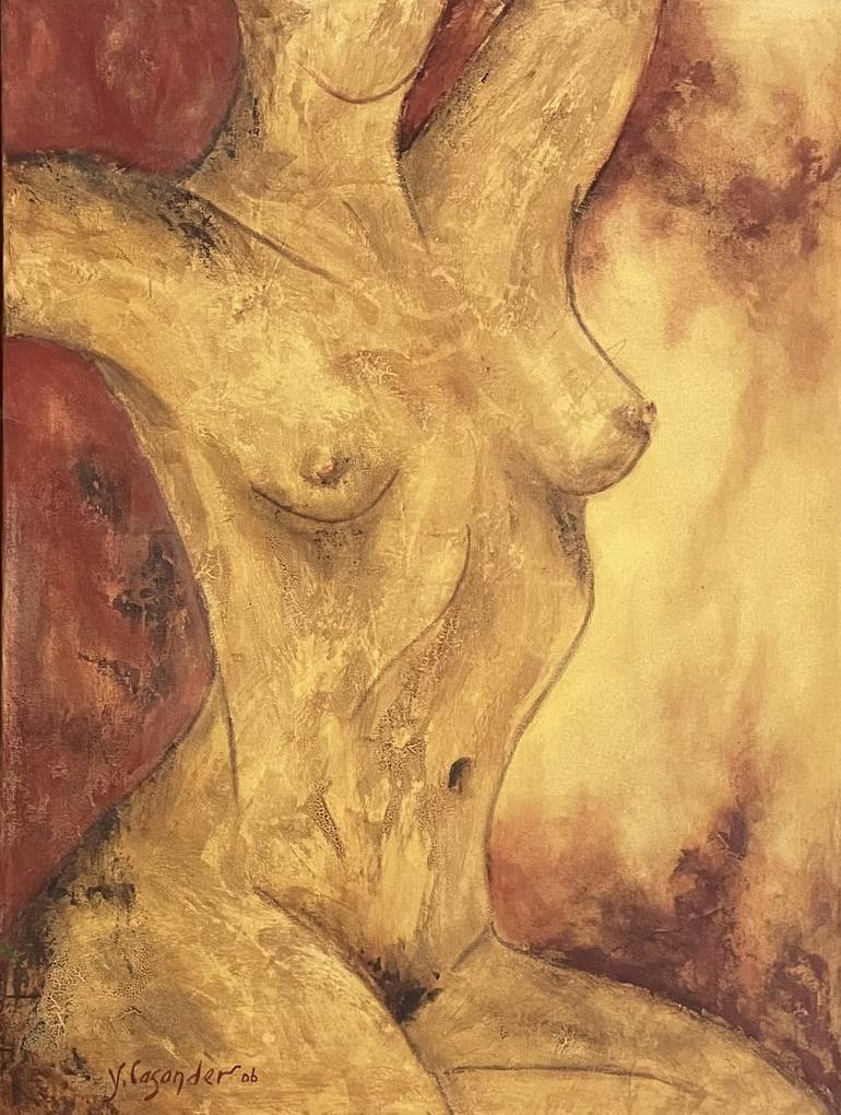 Original Expressionism Nude Painting by Yvonne Casander