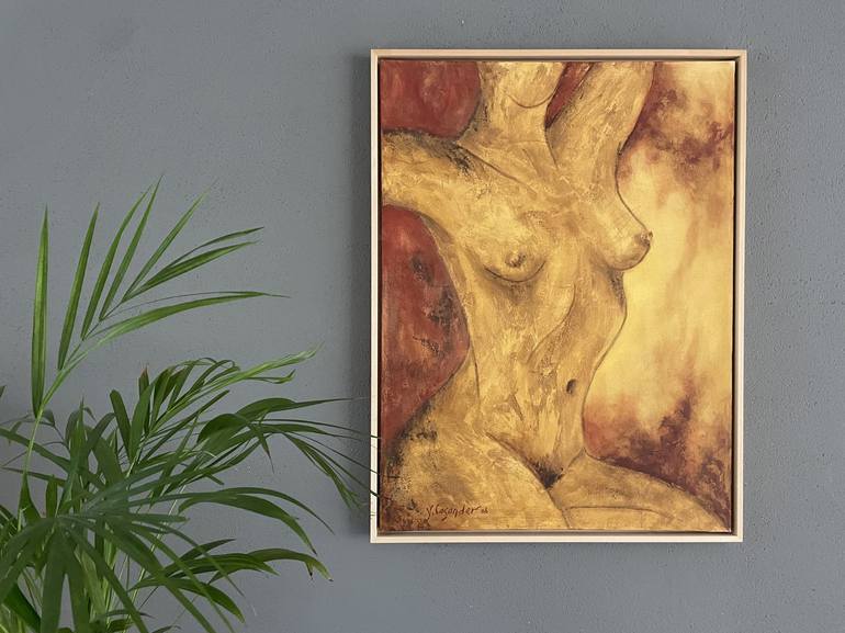 Original Expressionism Nude Painting by Yvonne Casander