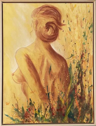 Original Expressionism Nude Painting by Yvonne Casander