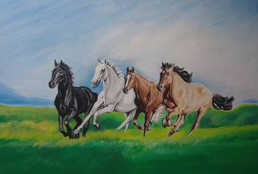Herd of wild horses (Commission) thumb