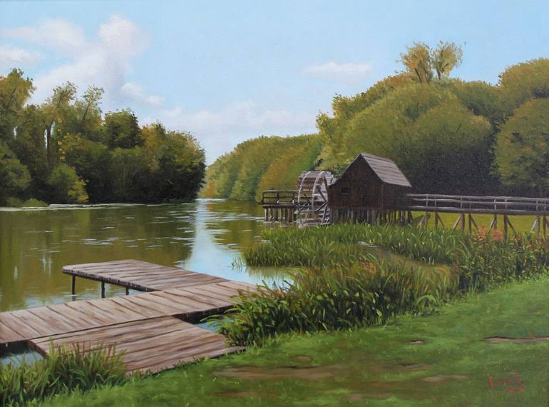 Original Impressionism Landscape Painting by Peter Kubik