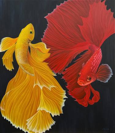 Print of Realism Fish Paintings by Olha Zdorovets