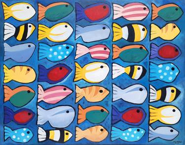 Original Art Deco Fish Paintings by Hernan Galdames