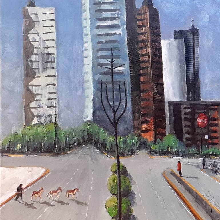 Original Conceptual Cities Painting by Hernan Galdames