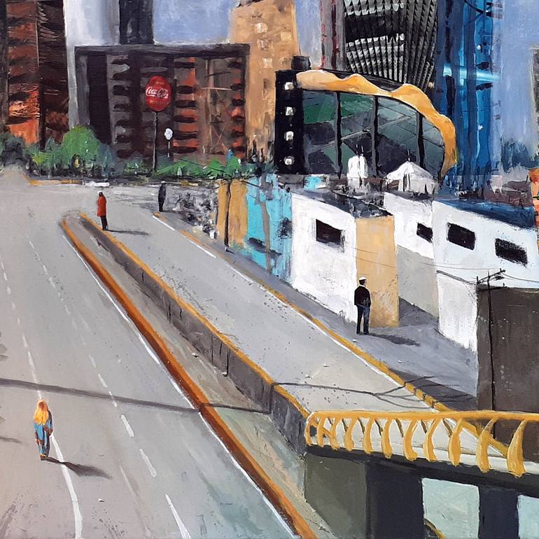 Original Conceptual Cities Painting by Hernan Galdames