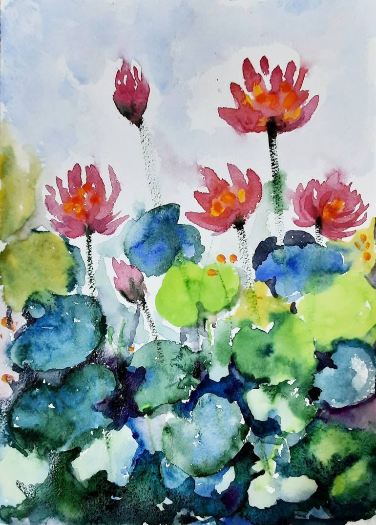 Watercolour Lily Pond