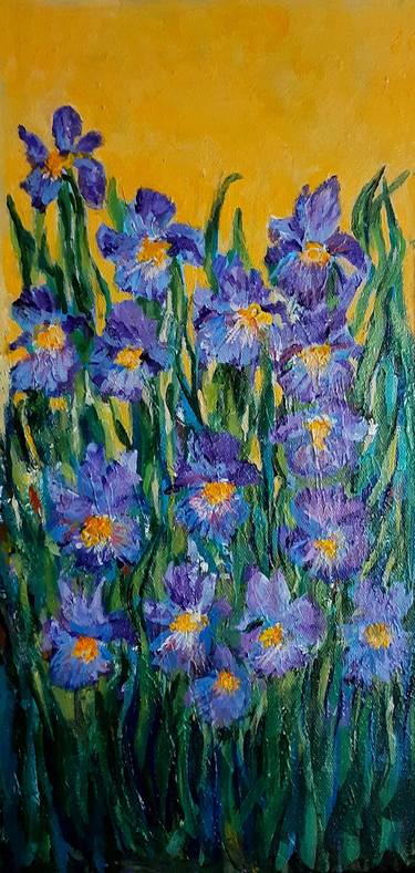 Garden Irises Acrylic canvas painting thumb