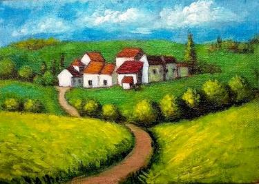 Summer Cottage, Miniature canvas painting thumb