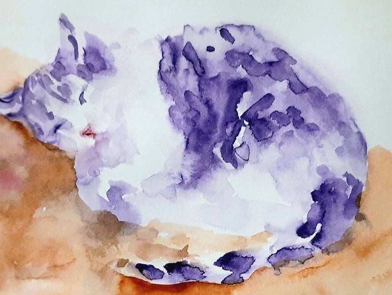 Original Expressionism Cats Painting by Asha Shenoy 