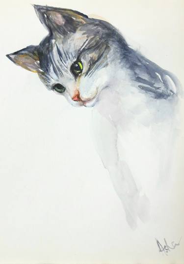 Original Figurative Cats Paintings by Asha Shenoy