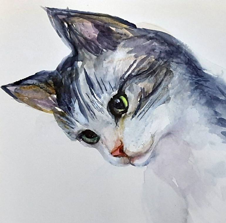 Original Cats Painting by Asha Shenoy 