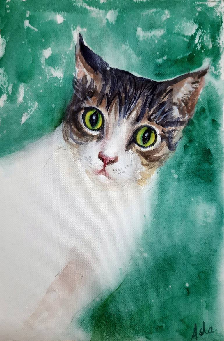 Original Cats Painting by Asha Shenoy 