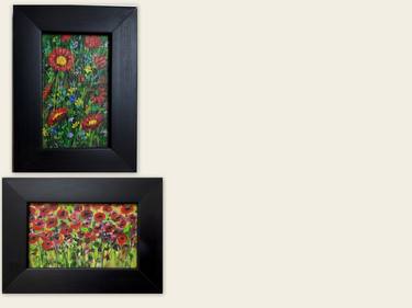 Poppies and Red flower fields, set of two paintings thumb