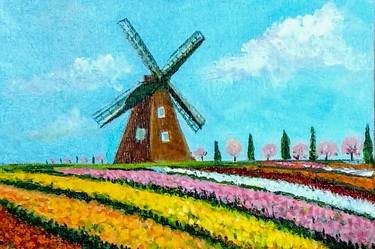 Tulips and Windmills of Holland Miniature canvas art thumb