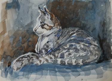 Print of Impressionism Cats Paintings by Asha Shenoy